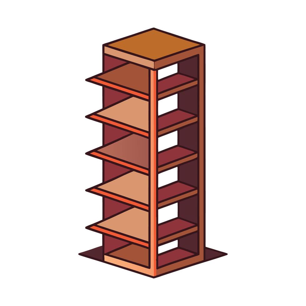 Tall slim bookshelf with zigzag pattern vector