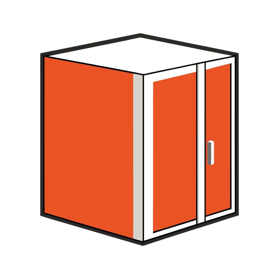 Modular storage cube with sliding door vector