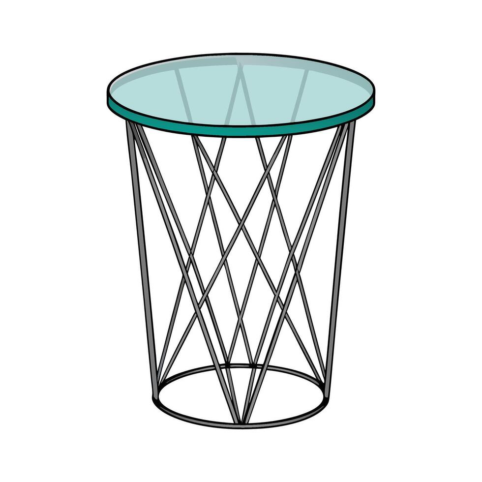 Geometric design glass side table concept vector