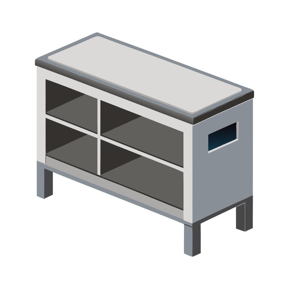 Stylish shoe bench featuring built-in cubby shelf vector