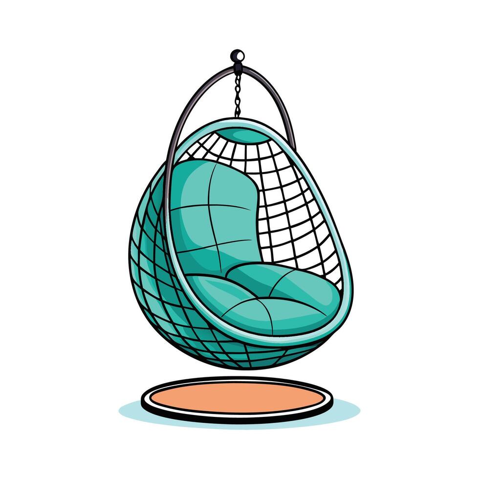 Smooth stroke hanging egg chair design vector