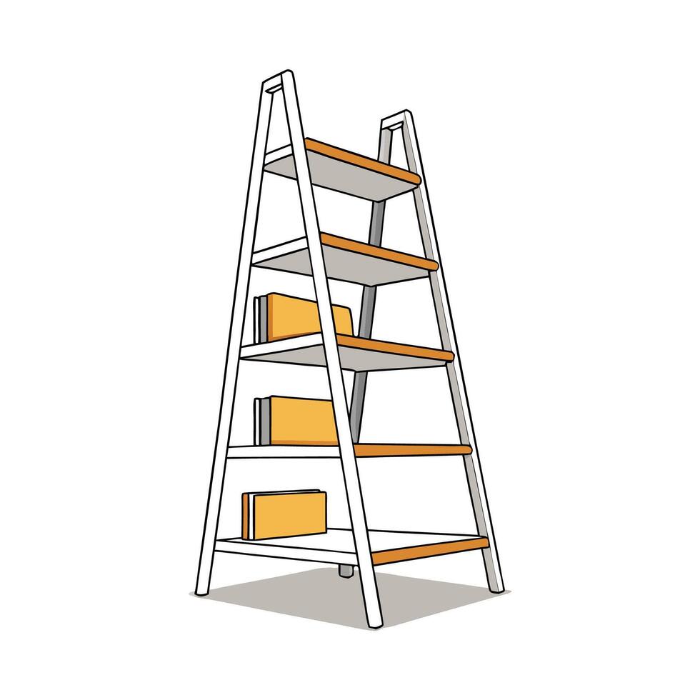 Stylish ladder bookshelf with smooth lines vector