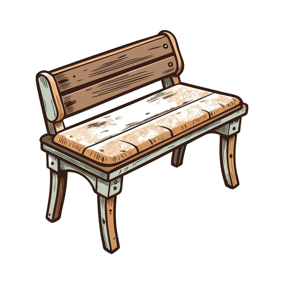 Chic bench with rustic distressed finish vector