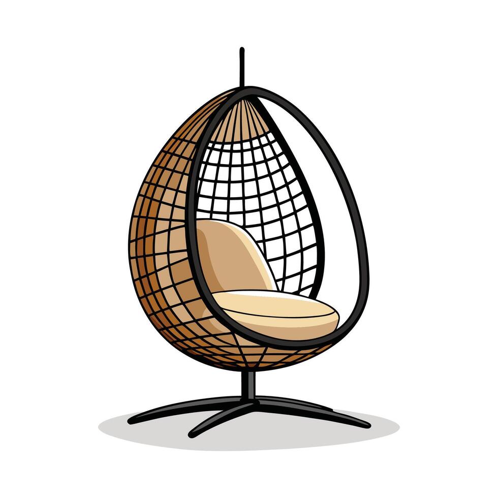 Unique hanging egg chair with woven rattan vector