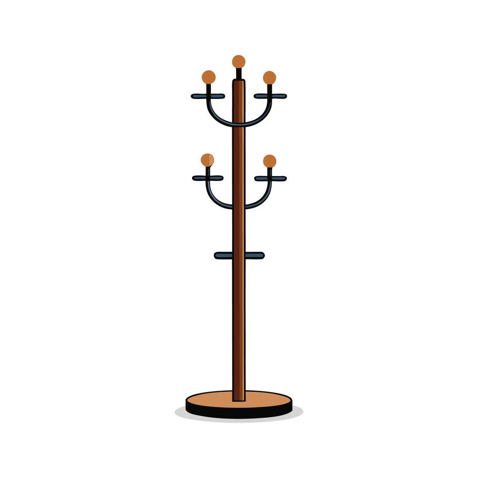 Tall coat rack with multiple hooks vector