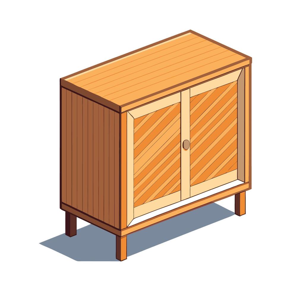 Chic small cabinet featuring sliding doors vector
