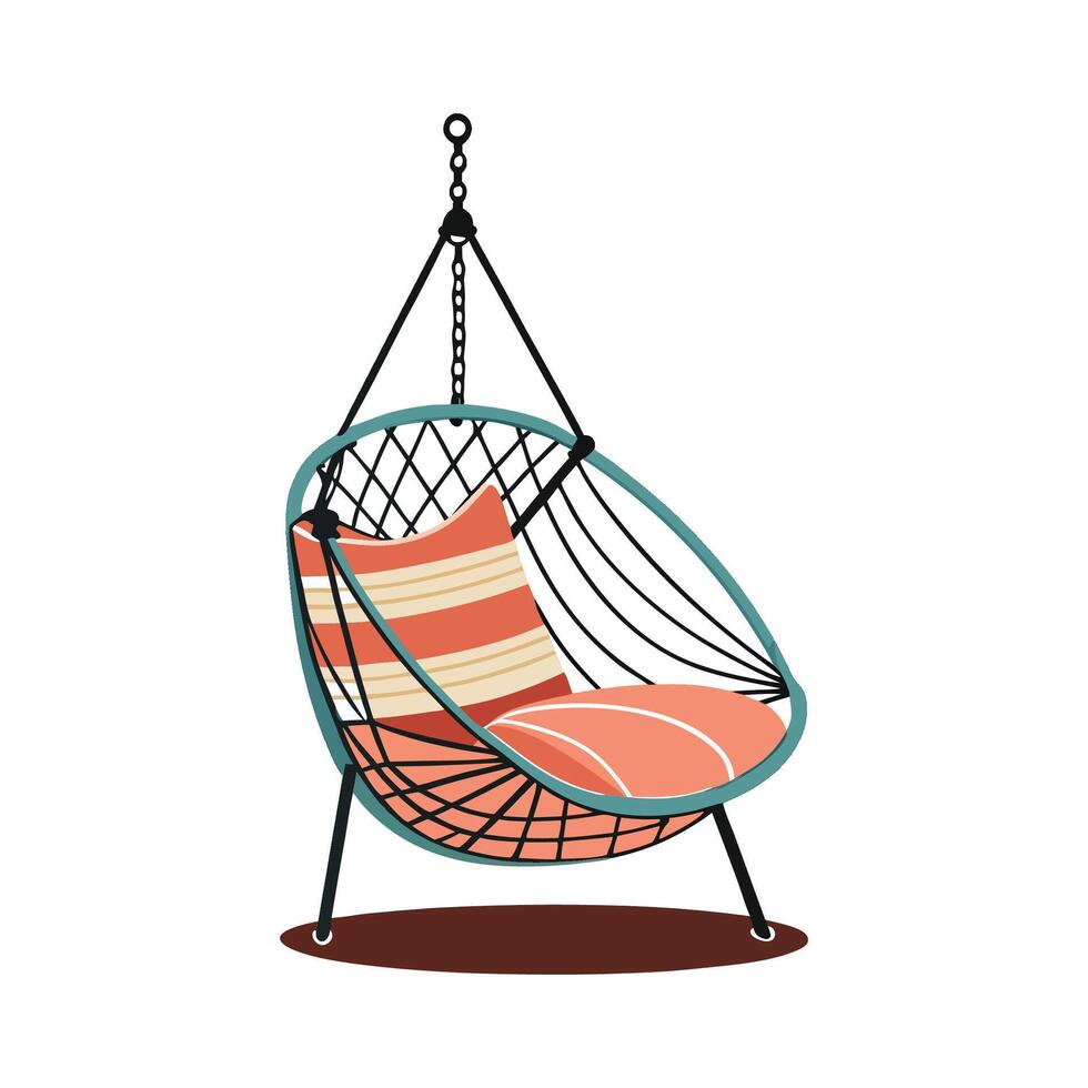 Chic hanging hammock chair design vector