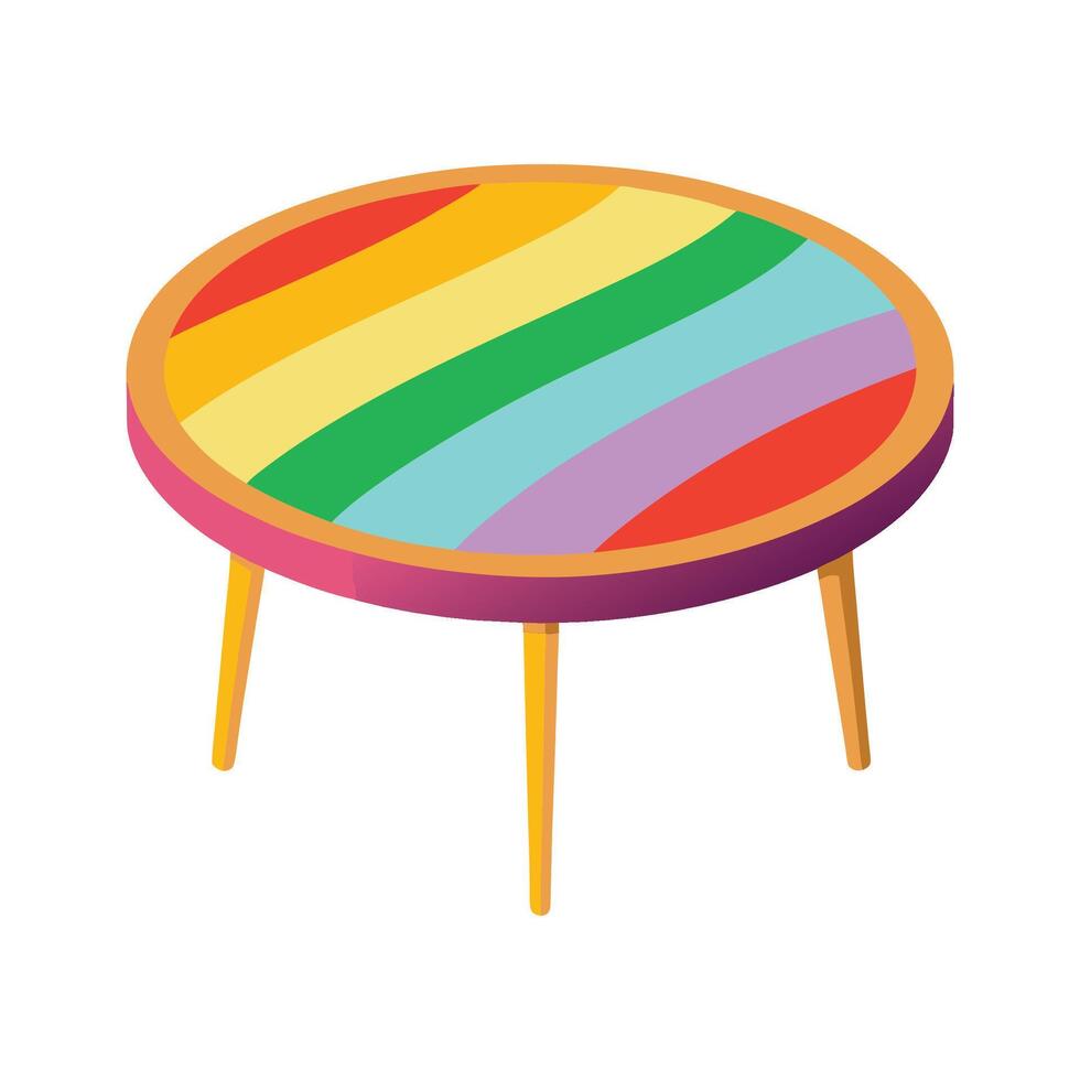Creative round coffee table with colorful design vector