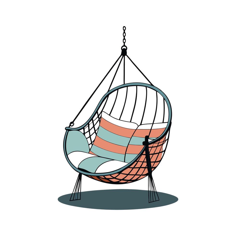 Stylish hanging hammock chair in modern design vector