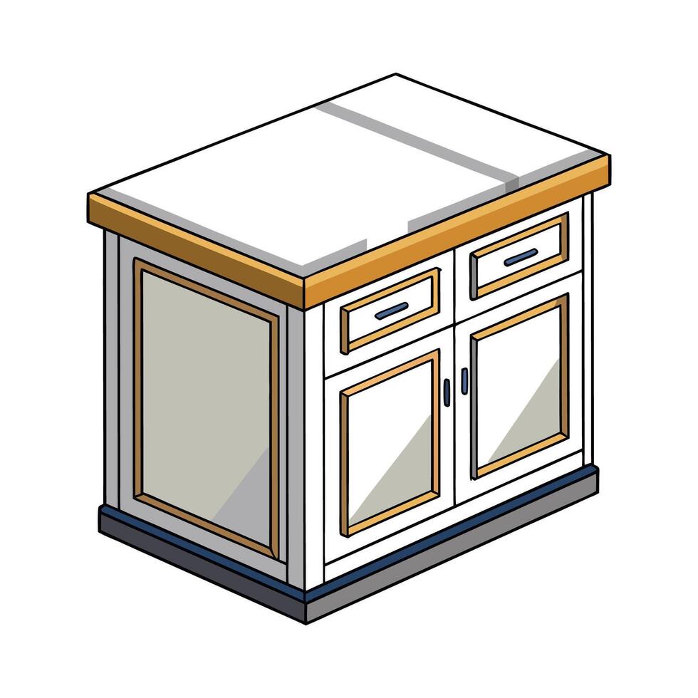Creative kitchen island with marble surface vector