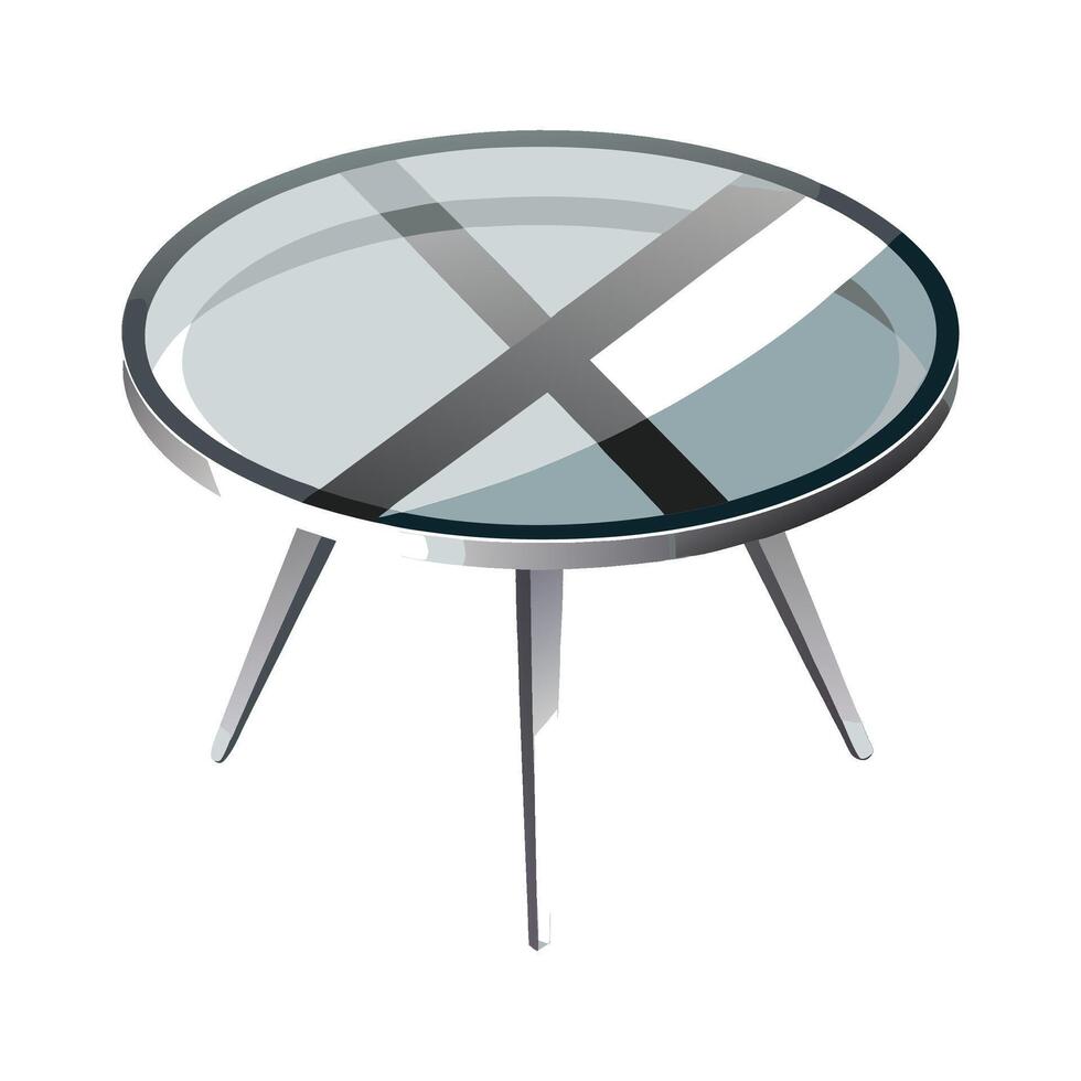 Stylish coffee table with circular glass top vector