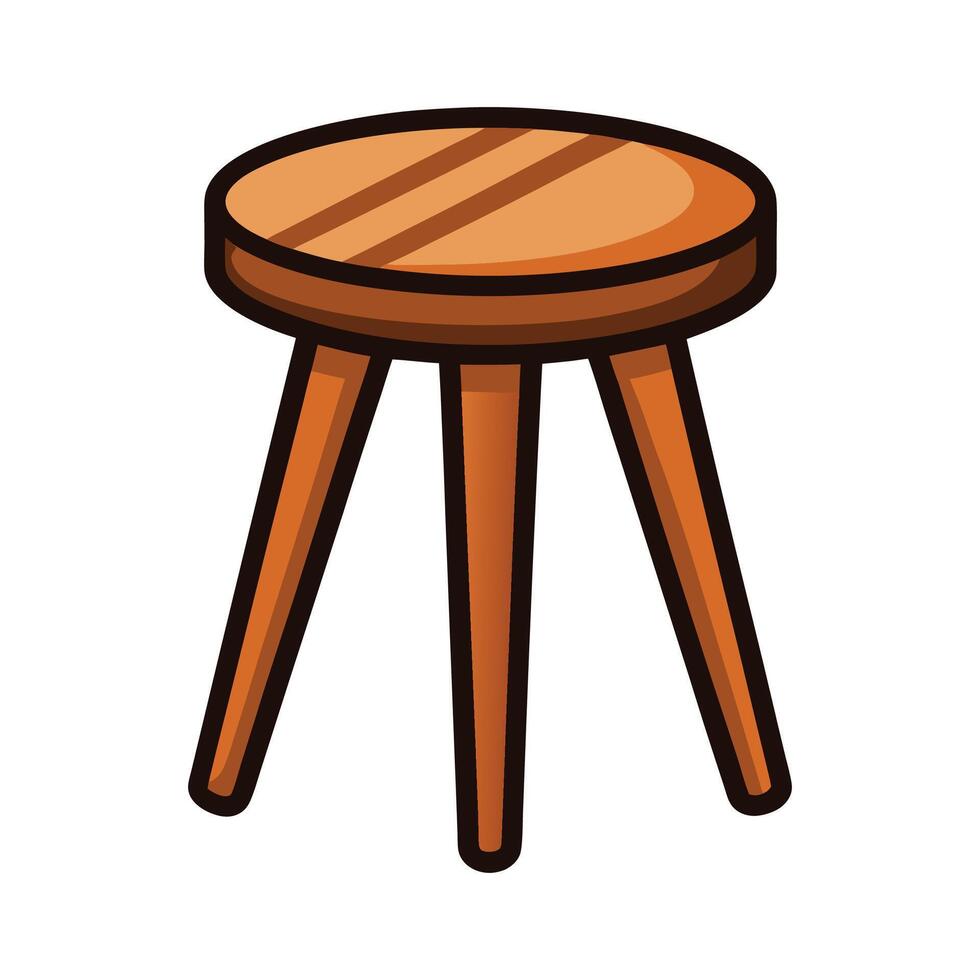 Chic three-legged sturdy wooden stool vector