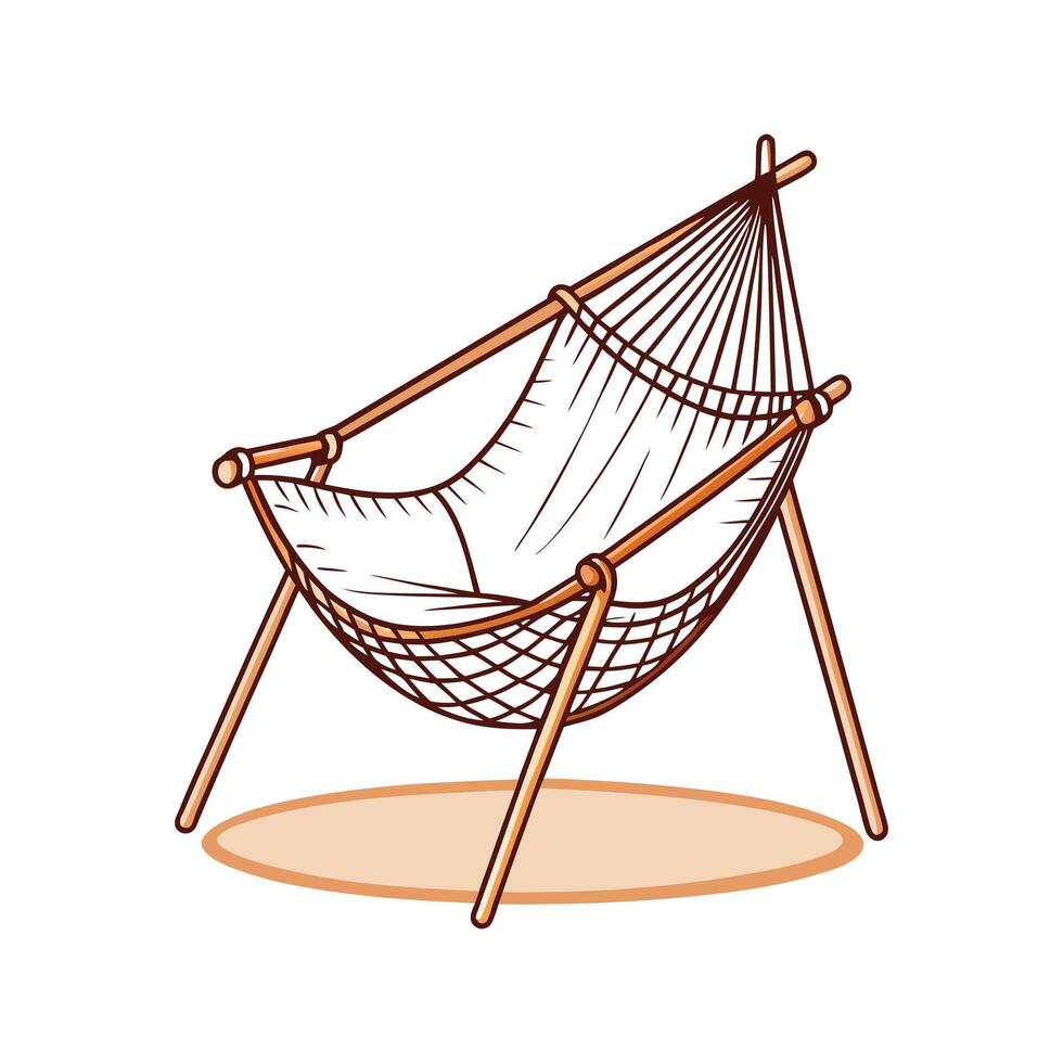Stylish hammock chair with macrame detailing vector