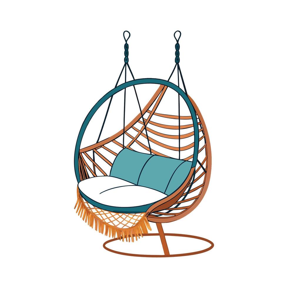 Stylish hanging hammock chair vector
