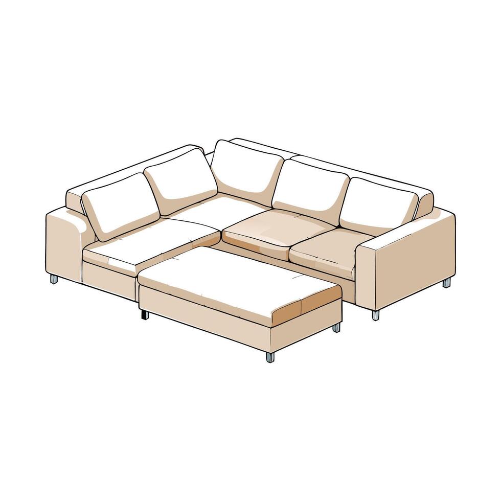 Creative modular sectional sofa with movable parts vector