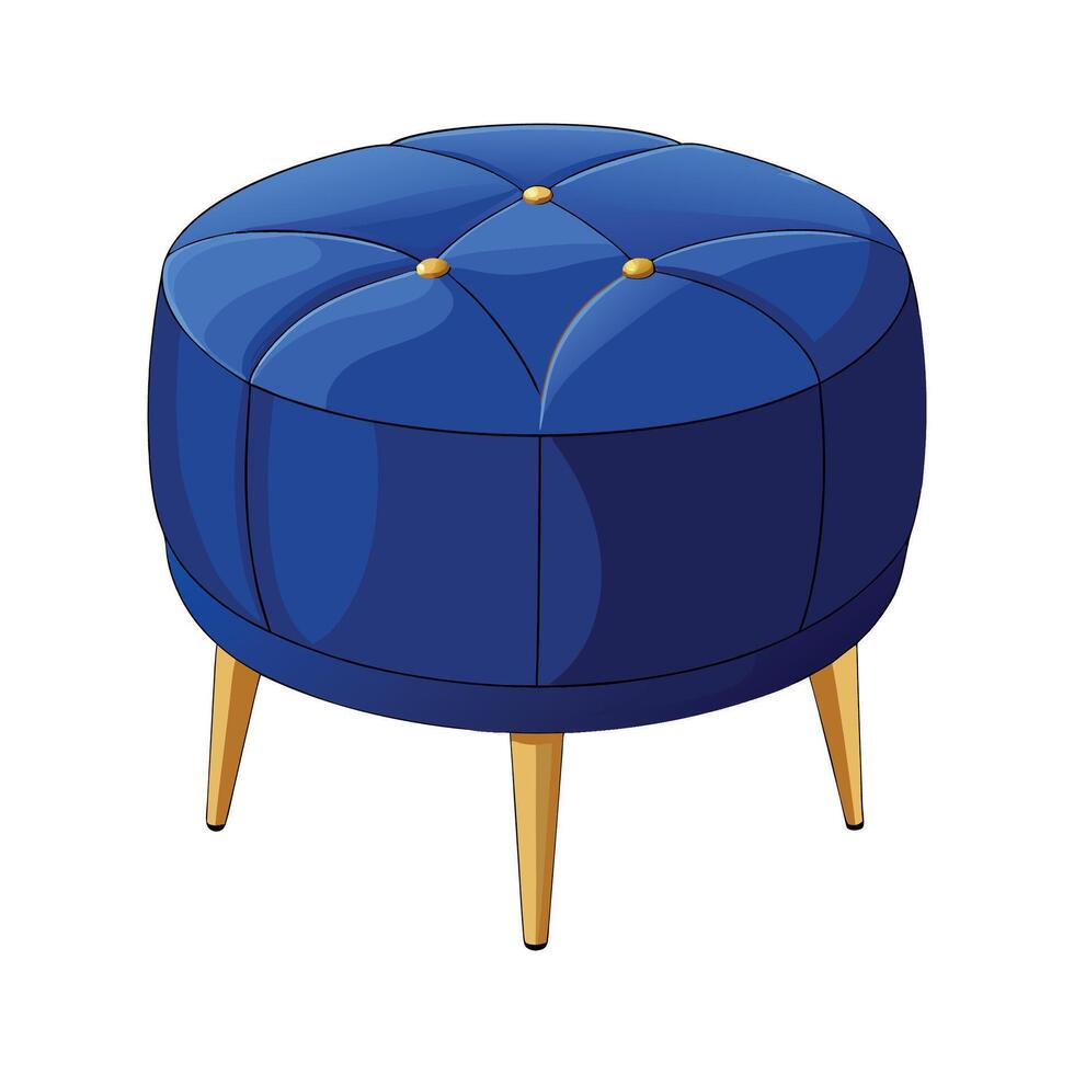 Creative ottoman featuring tufted design and gold legs vector