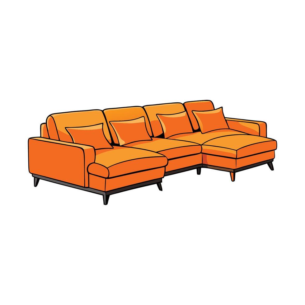 Modular sectional sofa with oversized cushions vector