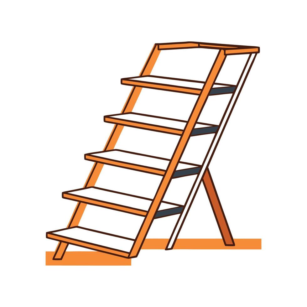 Wall-mounted shelf shaped like a ladder vector