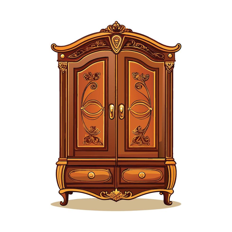 Chic armoire featuring intricate carvings vector