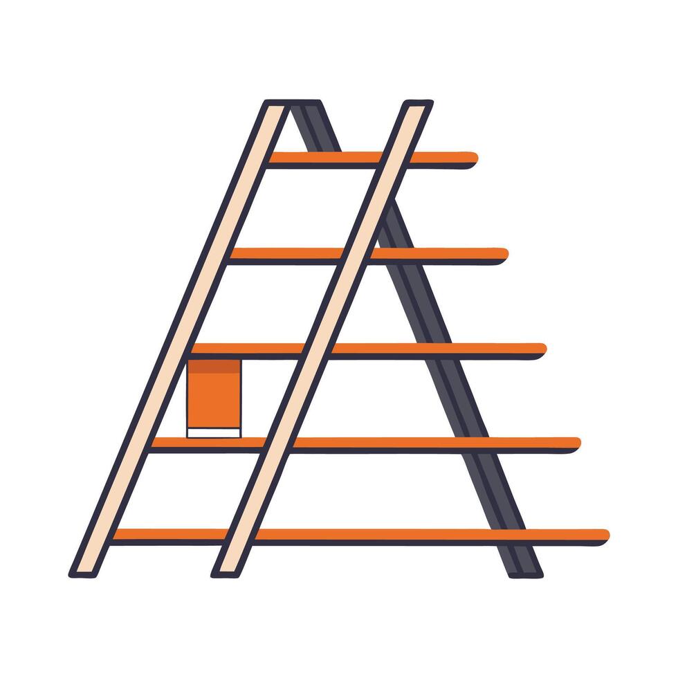 Stylish wall shelf shaped like a ladder vector