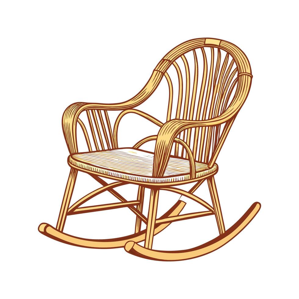 Vintage-style wicker rocking chair vector