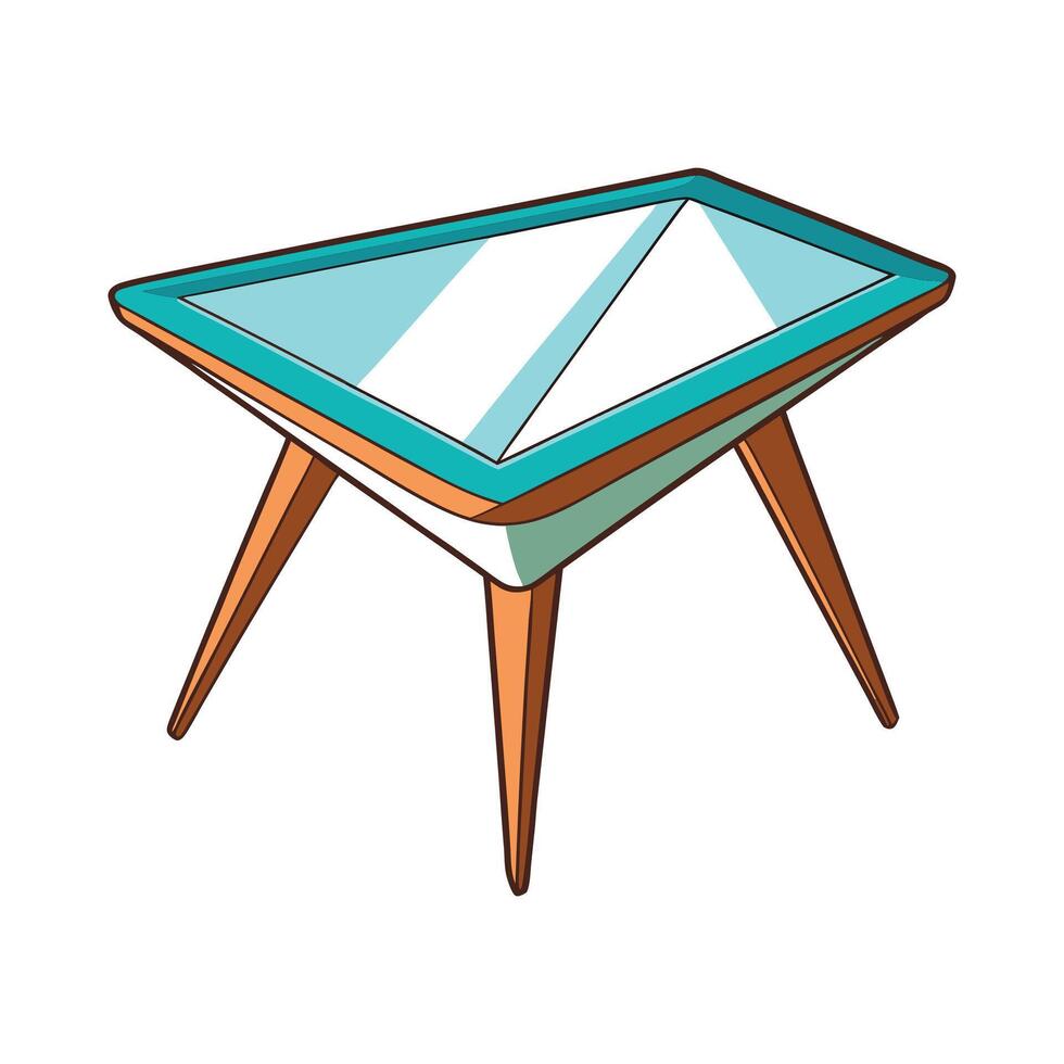 Chic triangular coffee table with glass top vector