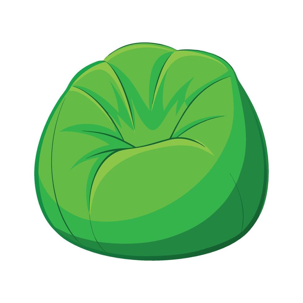Vibrant green bean bag chair with soft rounded edges vector
