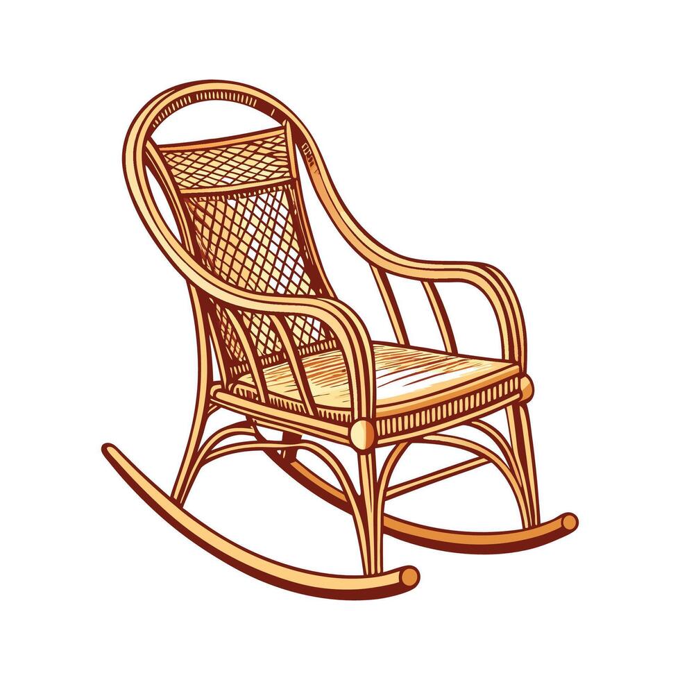 Stylish vintage-style wicker rocking chair vector