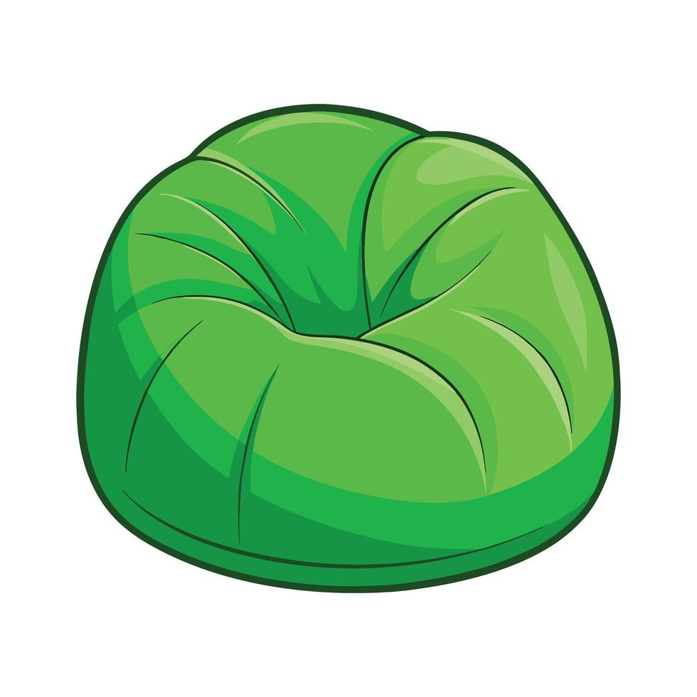 Stylish vibrant green bean bag chair vector