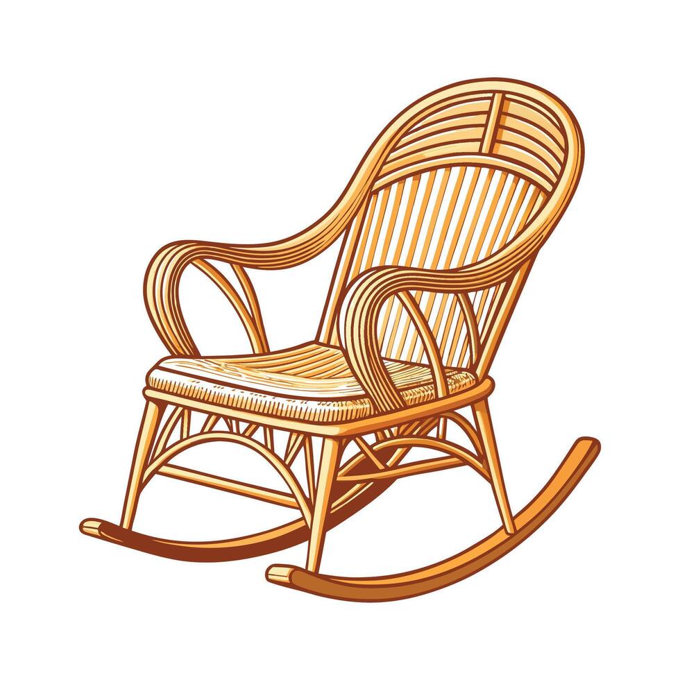 Chic vintage-style rocking chair in wicker vector