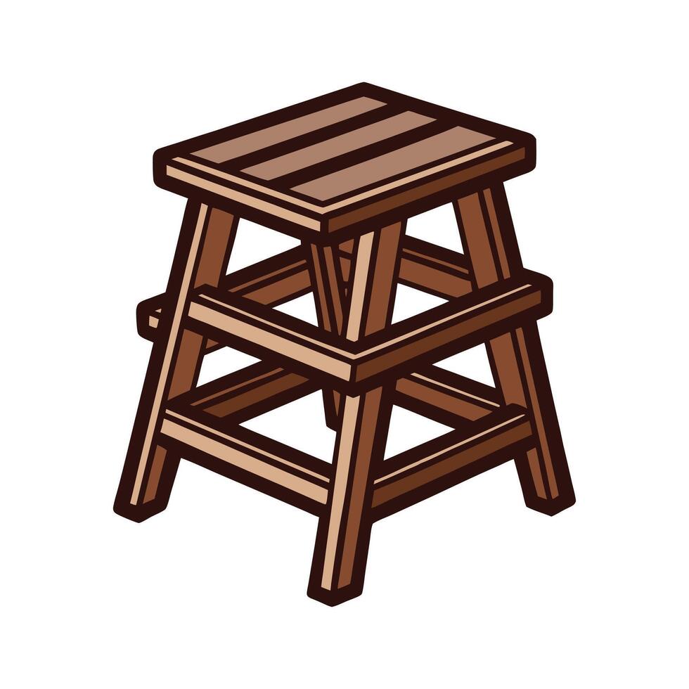 Stylish vintage wooden step stool vector