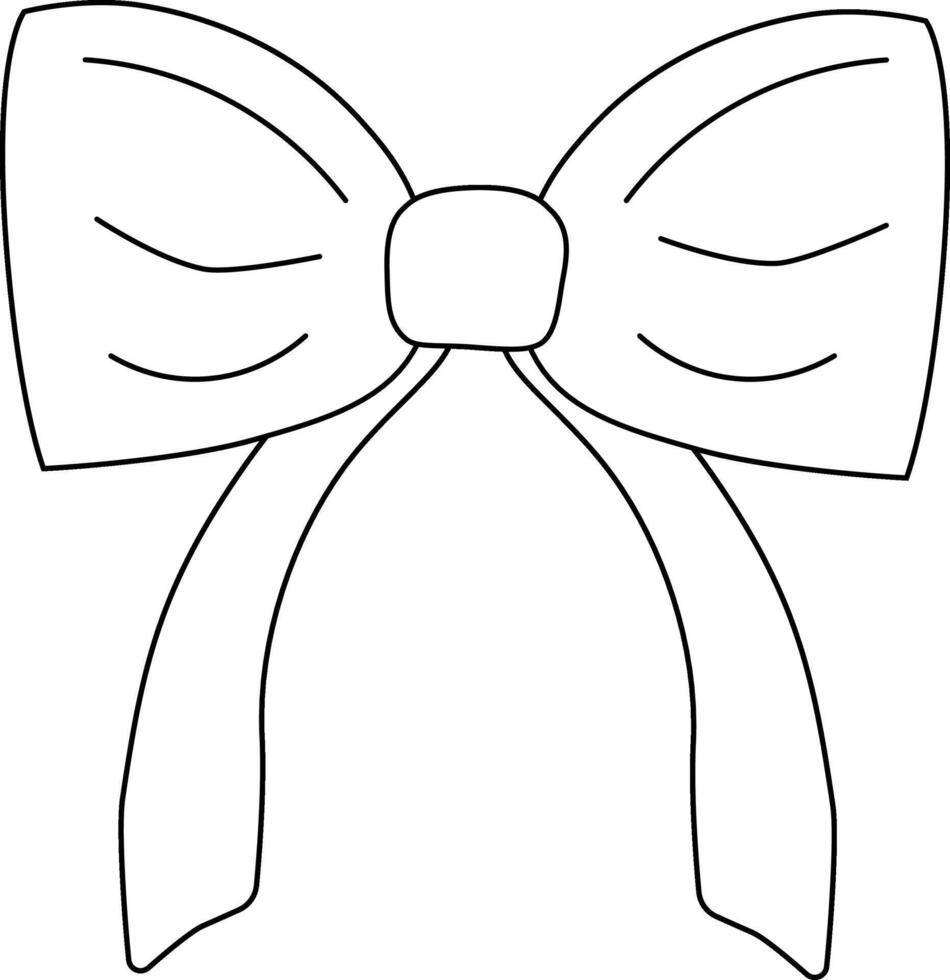illustration of bow. Contour sketch ribbon. graphic line style vector