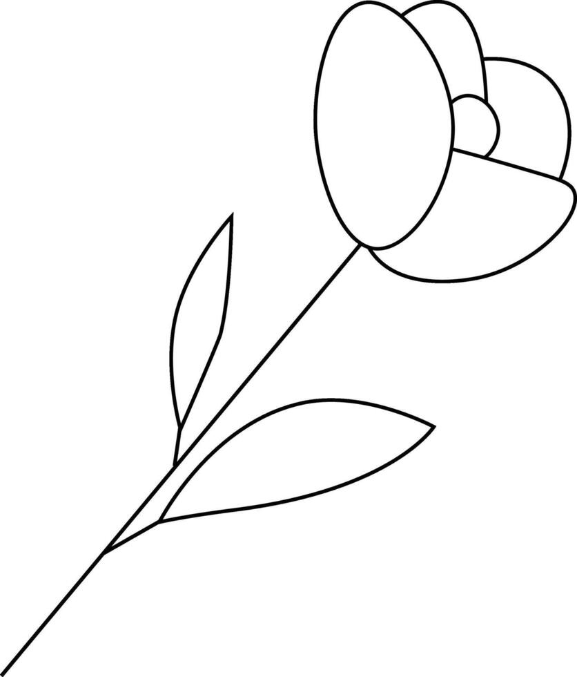 isolated simple minimal rosebuds drawing. Colorless black line rosebud outline sketch Illustration isolated on transparent background vector
