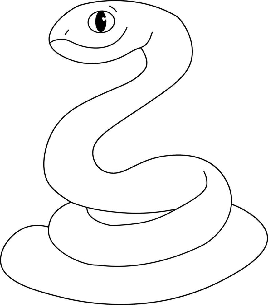 A cute snake character in graphic line cartoon style. China New Year's card material. coloring book illustration vector