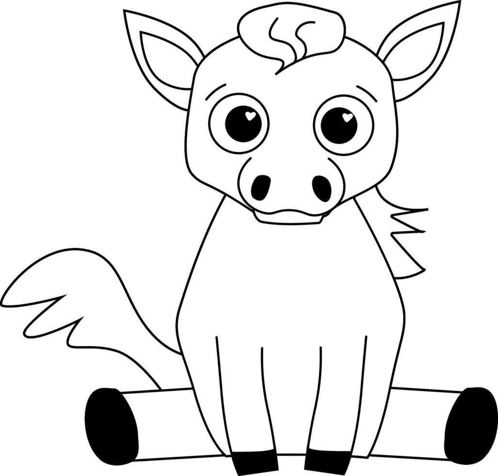 Cute Horse Cartoon graphic line Mascot Character. Hand Drawn Illustration Isolated On Transparent Background vector