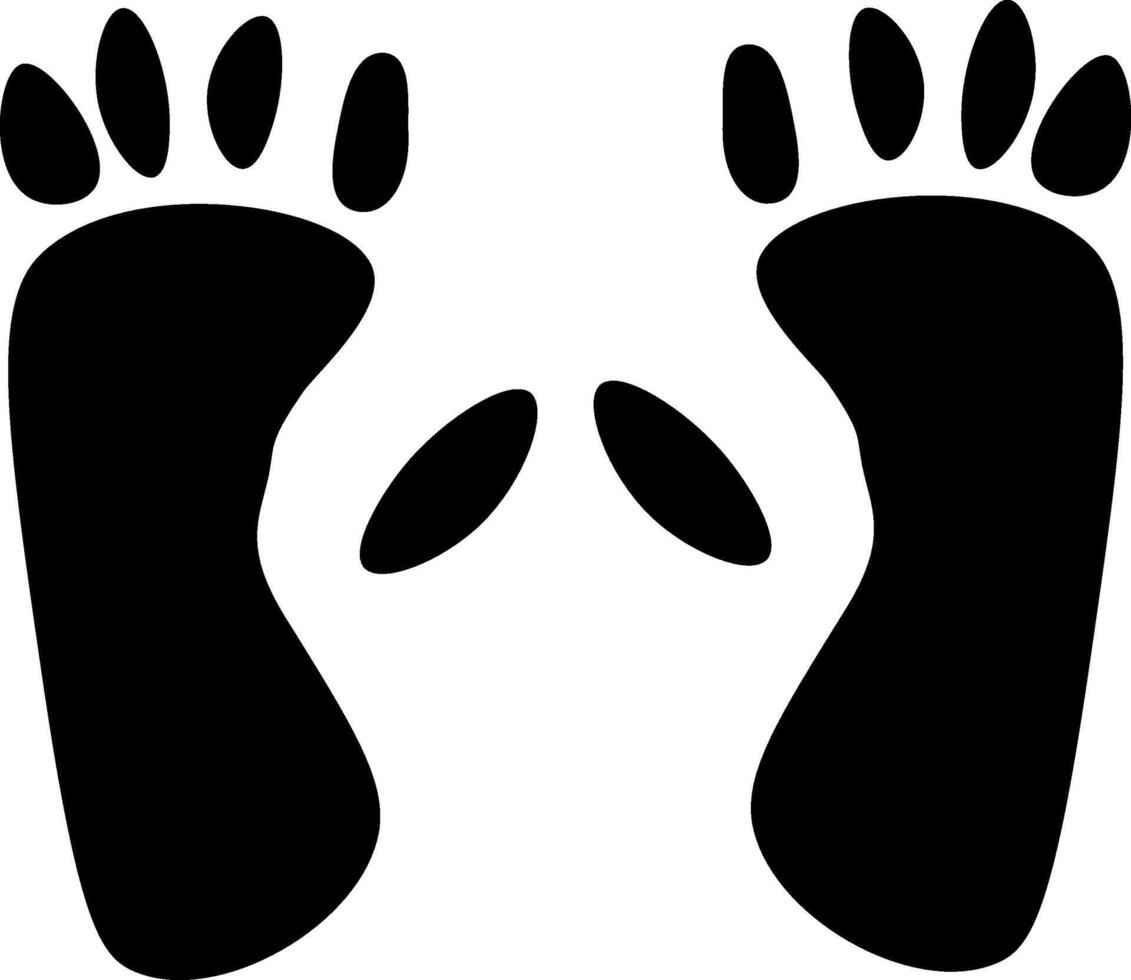 abstract monkey footprint black icon. Ape animal track. Gorilla, chimpanzee primate footpath symbol. Isolated illustration. vector