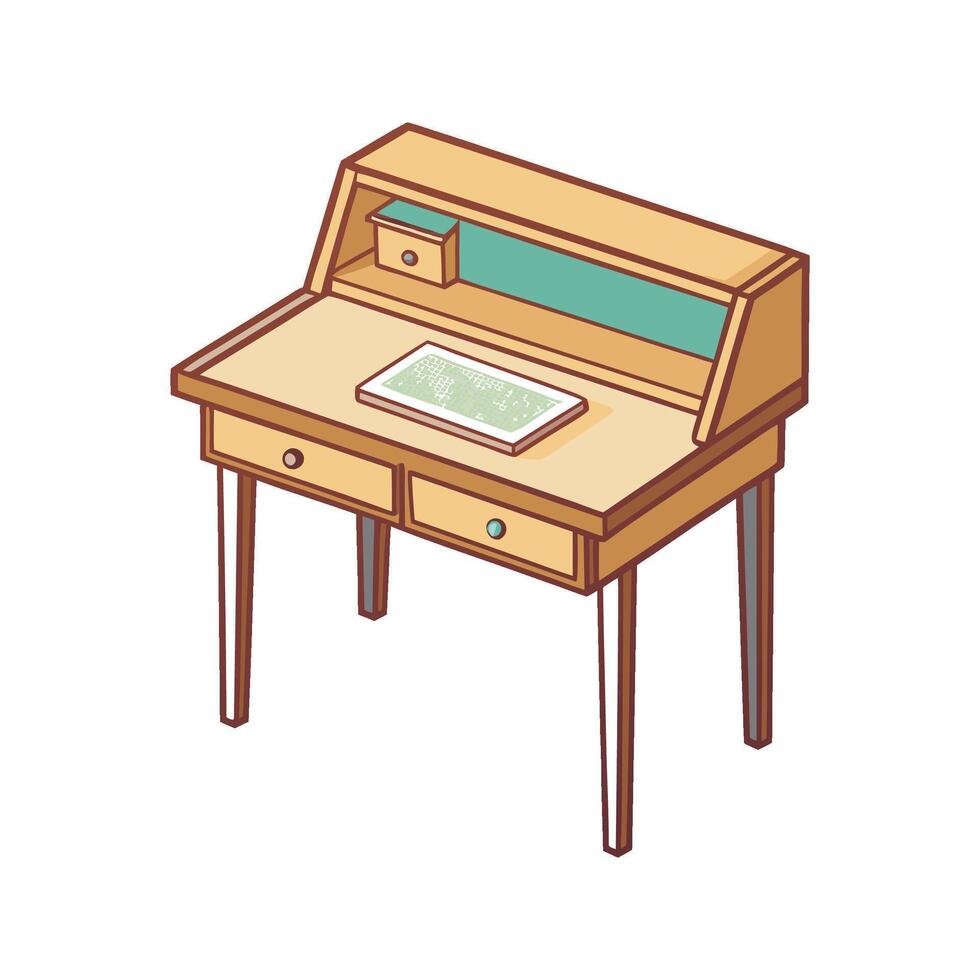 Creative compact writing desk with corkboard vector