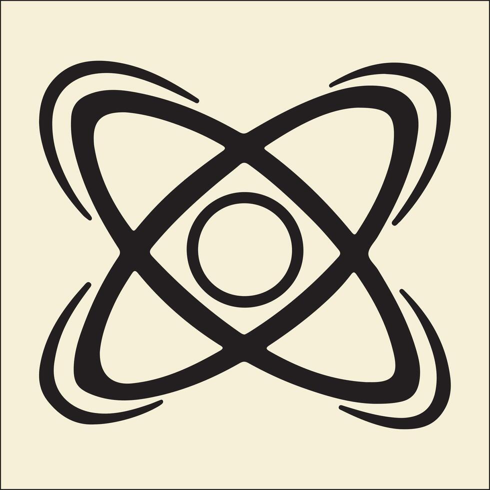 Atom Icon Silhouette, Science, Physics vector