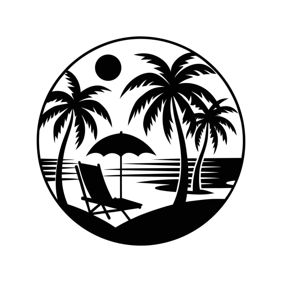 Relaxing Beach Silhouette Design vector