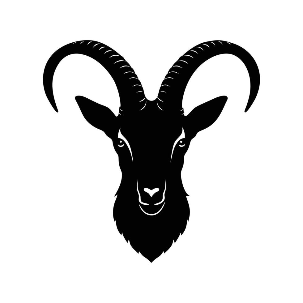 Ibex Head Silhouette Art Design vector