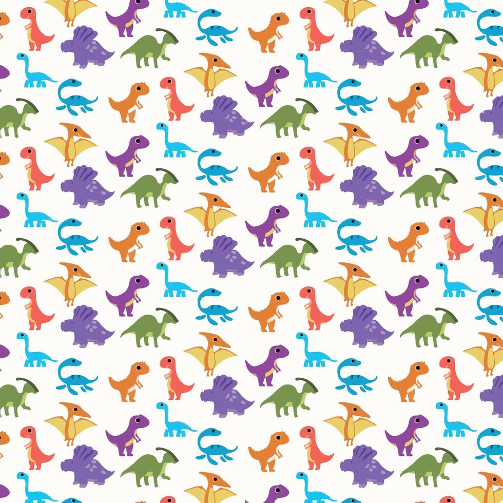 a pattern with colorful dinosaurs on it vector