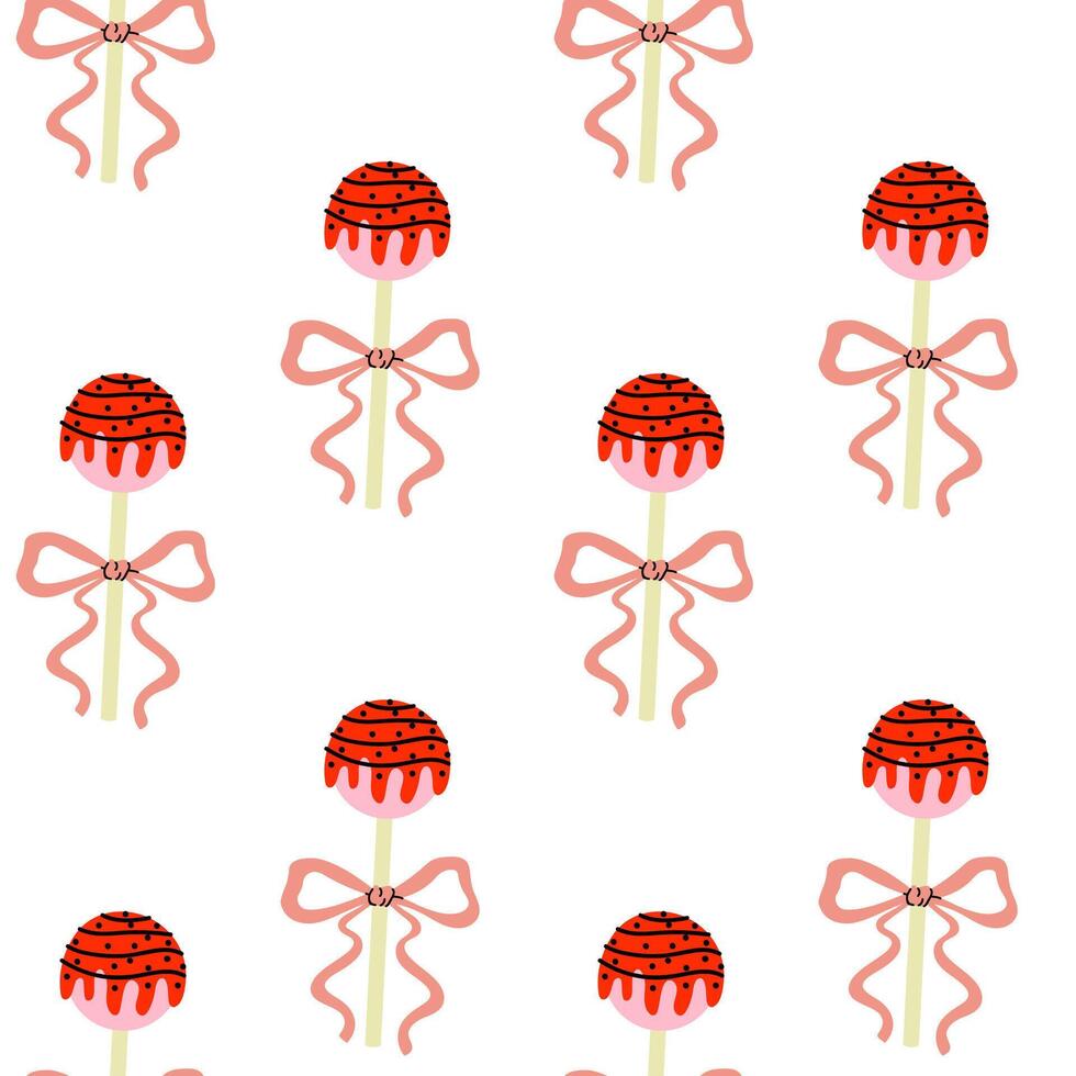 Colorful cake pops with decorative bows on a white background vector