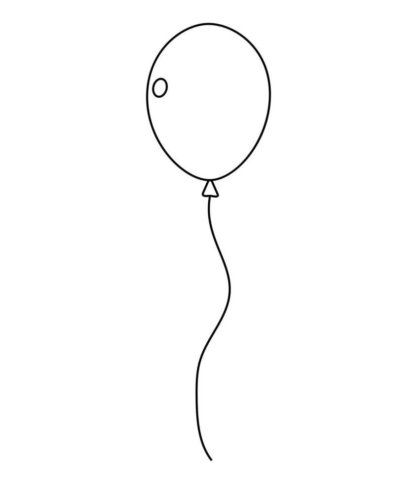 Simple outline of a balloon floating in the air with a thin string attached below it vector