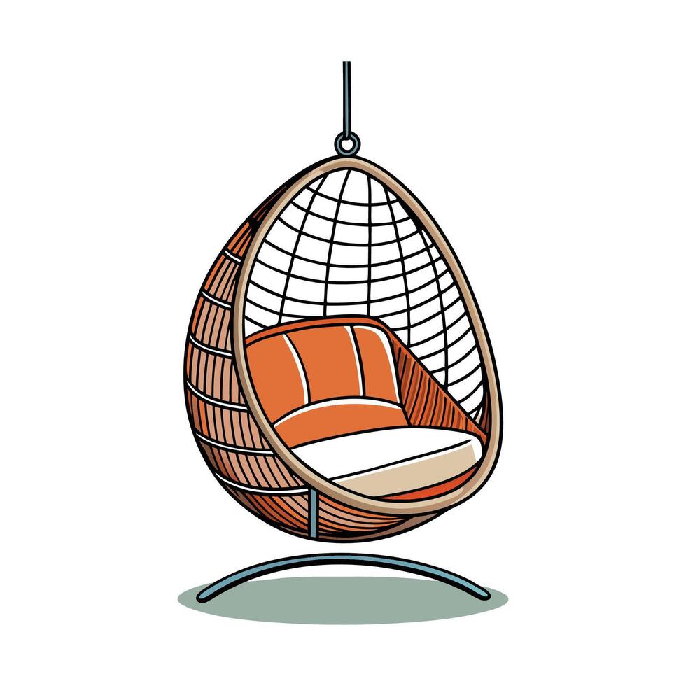 Hanging pendant chair with contemporary vector