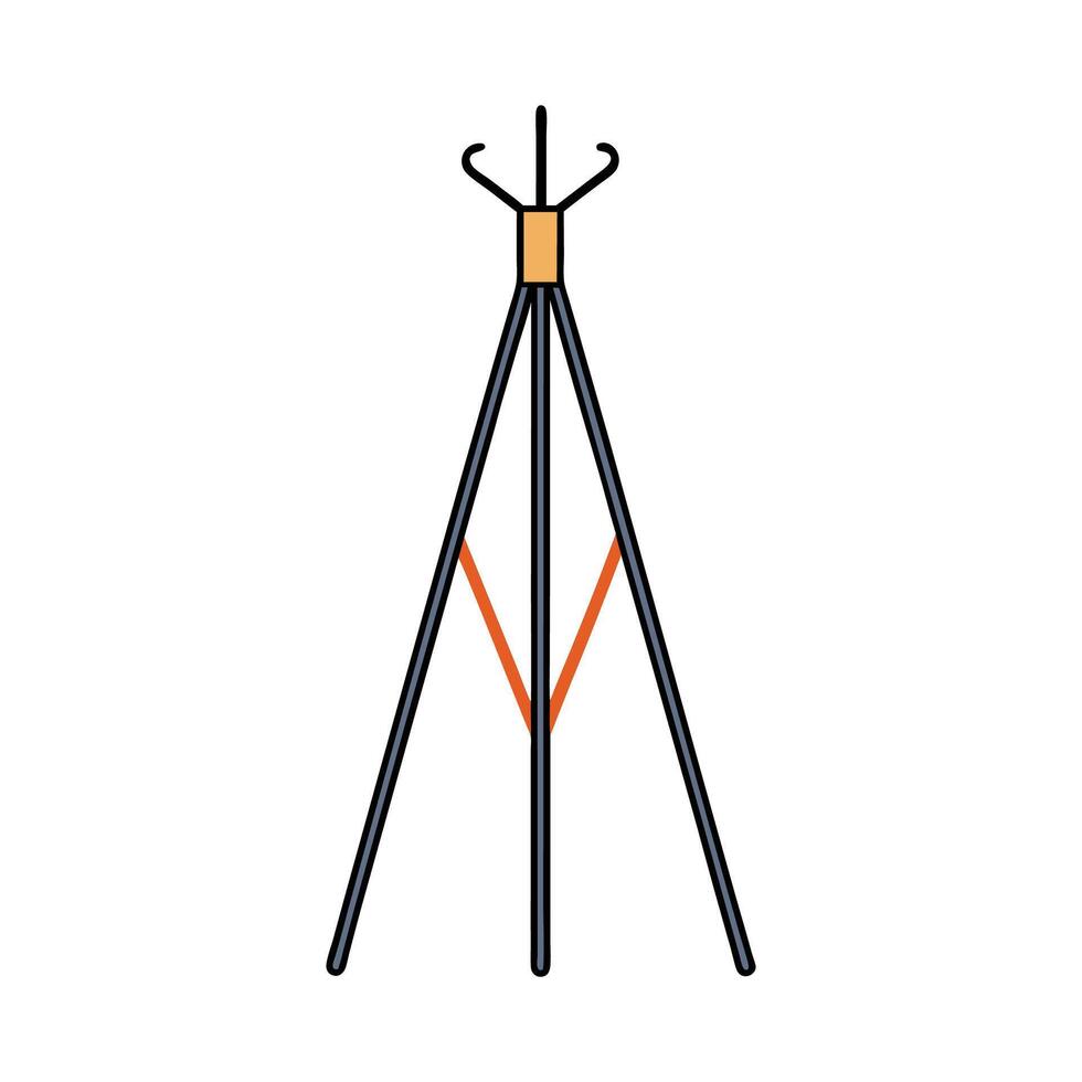 Creative coat rack with tripod design vector
