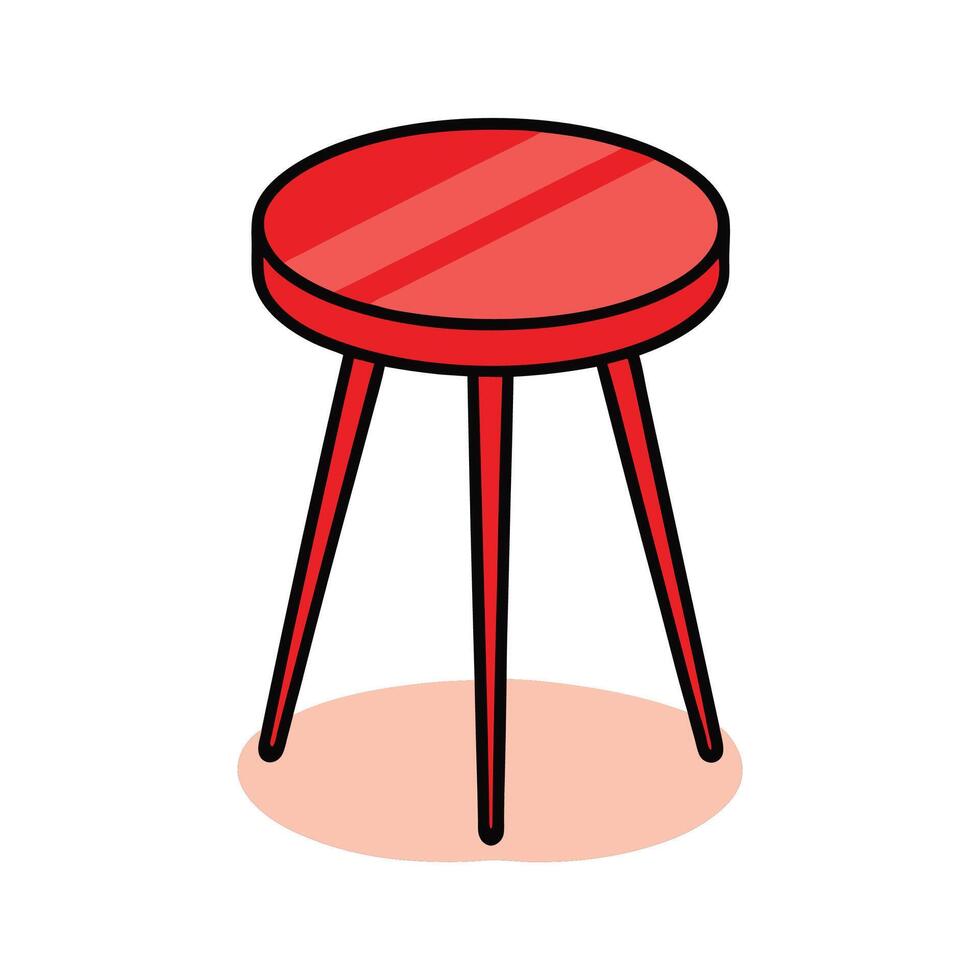 Stylish small round side table with red gloss vector
