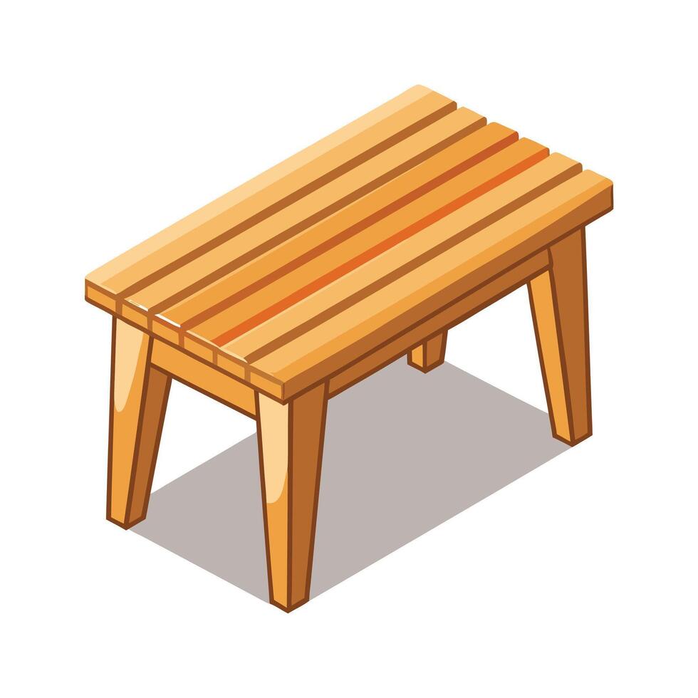 Creative small wooden bench with smooth finish vector
