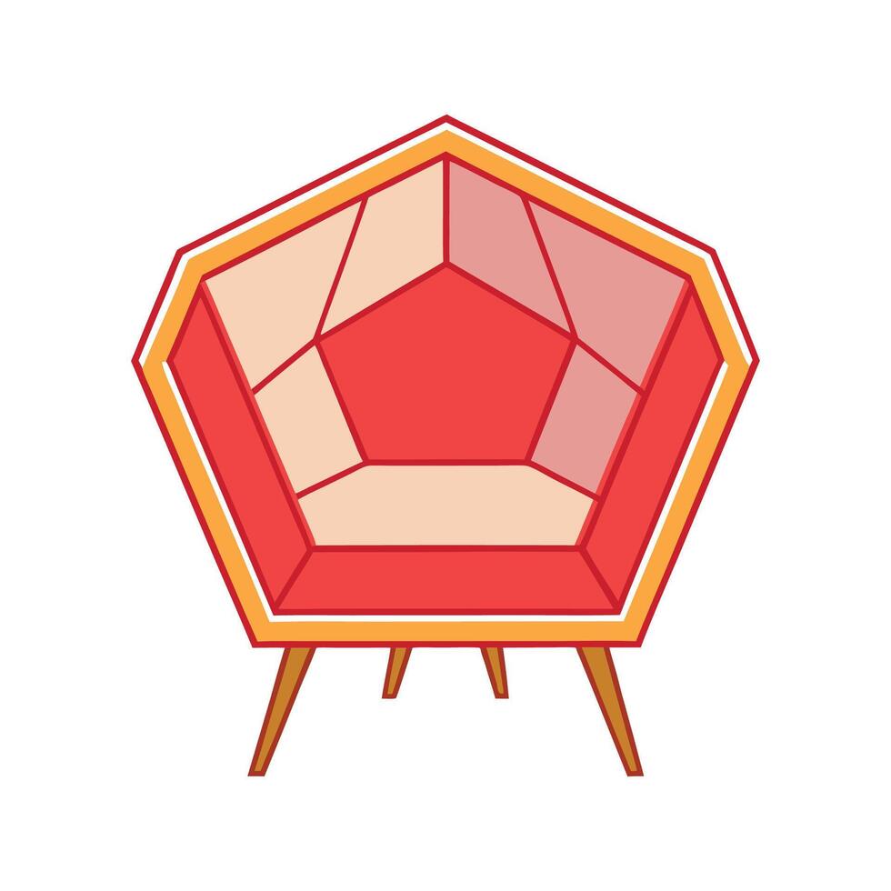 Creative lounge chair with geometric hexagonal frame vector