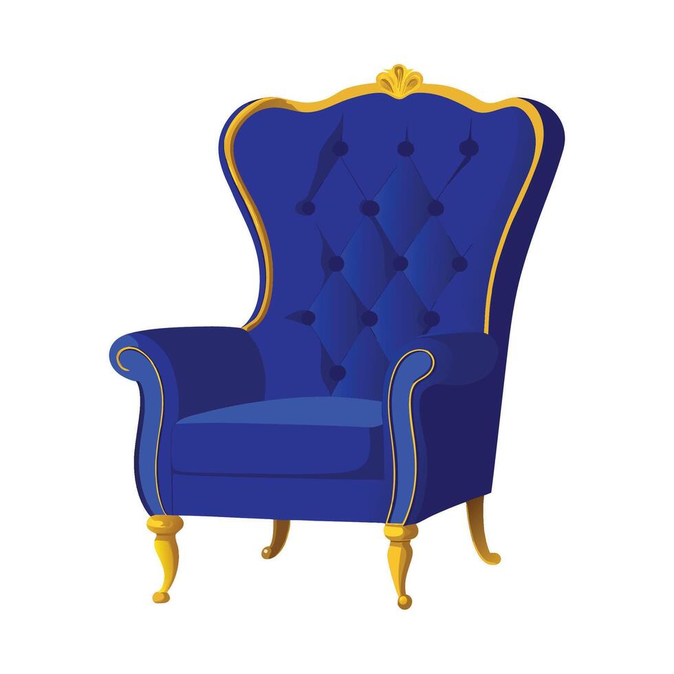Chic velvet armchair featuring high winged back vector