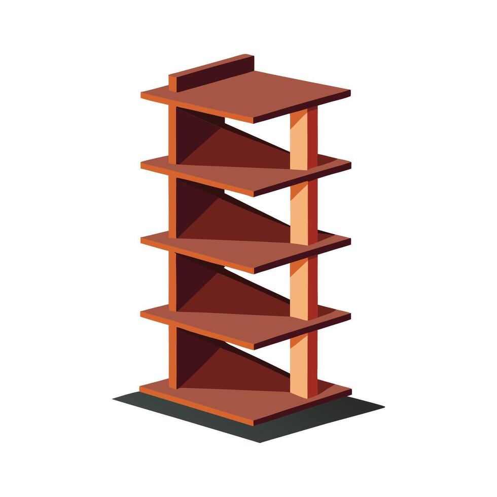 Chic standing bookshelf with zigzag features vector